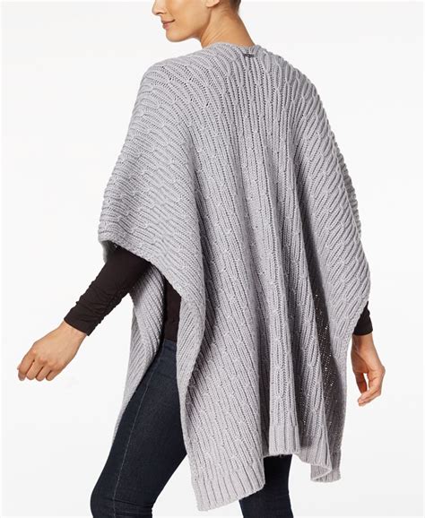 michael michael kors rib cable knit poncho|Macy's.